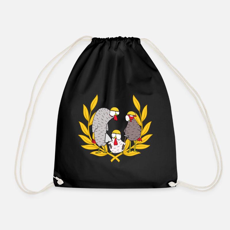 Construction Site Builder Deployment Team Mason Chickens Job - Drawstring Bag - black