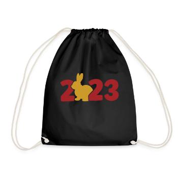 2023 Rabbit Red Gold - Drawstring Bag - black - Front