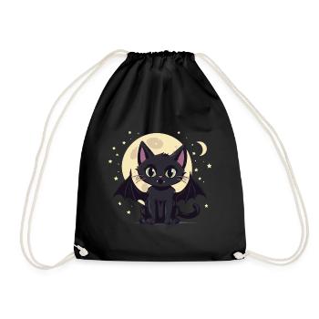 Halloween Black Cat as Vampire - Drawstring Bag - black - Front
