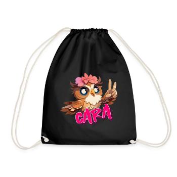 CARA - Beau nom de fille avec hibou mignon - Sac de sport léger - noir - Devant