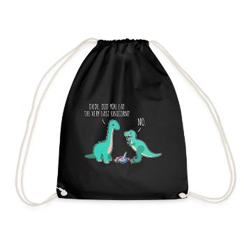Funny Dino Unicorn Comic Dinosaur T-Rex - Drawstring Bag - black - Front