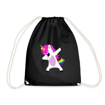 The Dabbing Unicorn - dancing unicorn - Drawstring Bag - black - Front