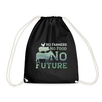 No Farmers No Food No Future Traktor - Turnbeutel - Schwarz - Vorne