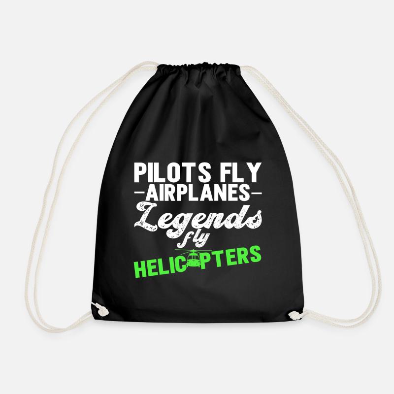 Helikopter Pilot Hubschrauber Heli - Turnbeutel - Schwarz