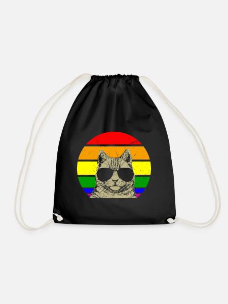 Schwule Katze mit Brille - Turnbeutel - Schwarz