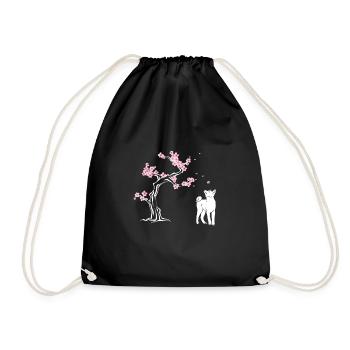 Shiba Inu Fleur de cerisier japonais Sakura - Sac de sport léger - noir - Devant