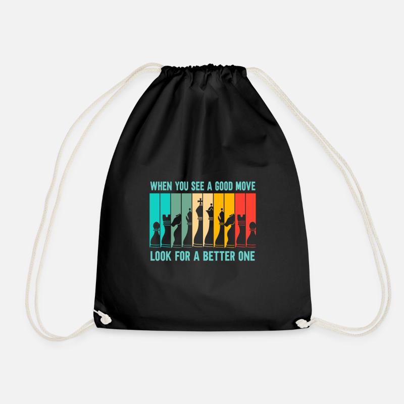 Chess Search for a better move - Drawstring Bag - black