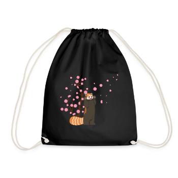 Kirschblüte Roter Panda Japanische Sakura Blume - Turnbeutel - Schwarz - Vorne