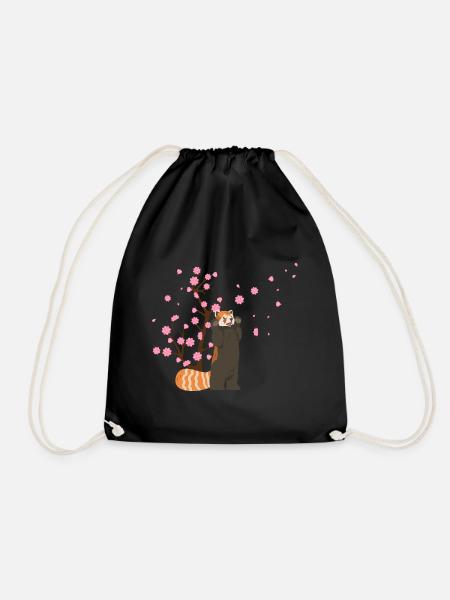 Kirschblüte Roter Panda Japanische Sakura Blume - Turnbeutel - Schwarz