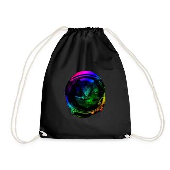 Astronaut Chameleon Reptile Keeper Outer Space - Drawstring Bag - black - Front