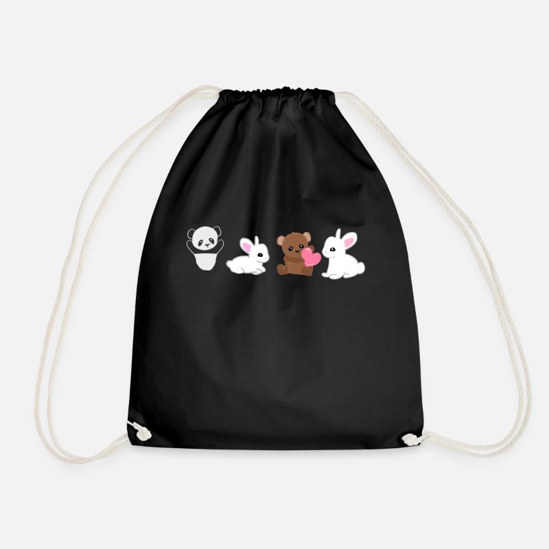 Animals Panda Rabbit Bear Animal Rights Activist - Drawstring Bag - black