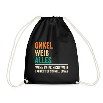 Patenonkel Pate Onkel - Turnbeutel - Schwarz - Vorne