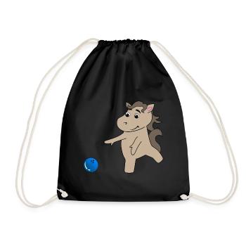 Horse foal plays bowling - Drawstring Bag - black - Front