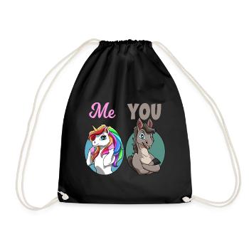 Unicorn You vs Me Funny Vergleich Rainbow - Turnbeutel - Schwarz - Vorne