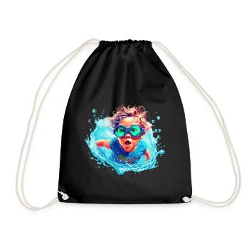 Boy in water - Drawstring Bag - black - Front