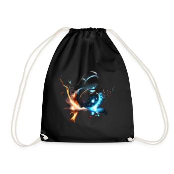 Headphones Glowing Space Design - Turnbeutel - Schwarz - Vorne