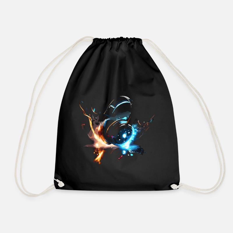Headphones Glowing Space Design - Turnbeutel - Schwarz