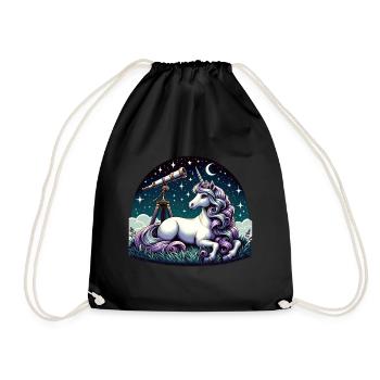 Mystische Einhorn-Sternschnuppe Sterne - Turnbeutel - Schwarz - Vorne