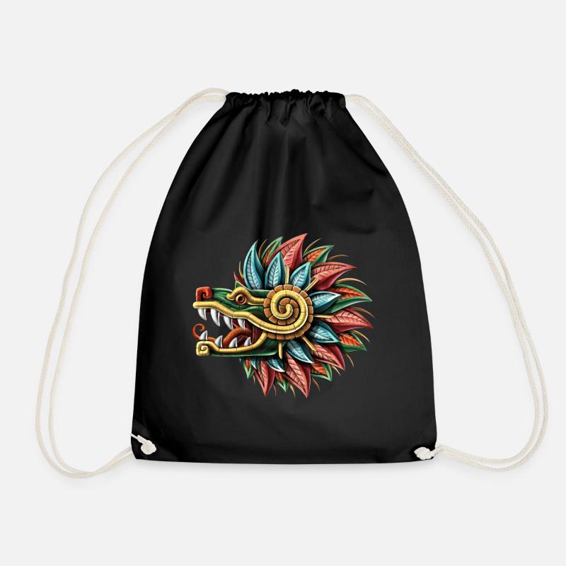 Quetzalcoatl Aztekischer gefiederter Schlangengott - Turnbeutel - Schwarz