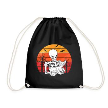 Skeleton Sphynx Cat - Drawstring Bag - black - Front