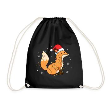 Renard avec bonnet de Père Noël - Sac de sport léger - noir - Devant