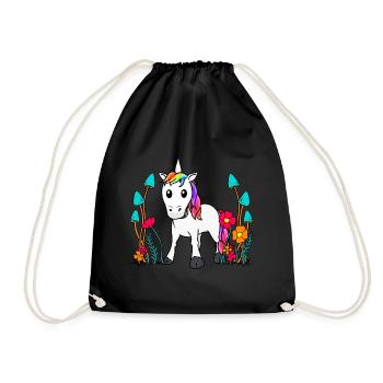 Unicorn Mythical Creatures Fairy Tale Character Fairy Tale Child Baby - Drawstring Bag - black - Front