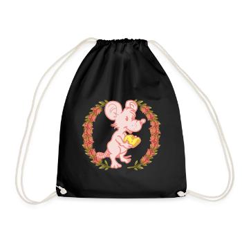 Maus Geburtstagsgeschenk Käse Rosen Gratulieren - Turnbeutel - Schwarz - Vorne