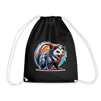 Opossum - Drawstring Bag - black - Front