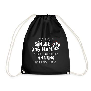 Single Dog Mom - Drawstring Bag - black - Front
