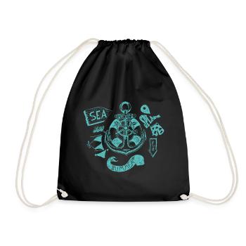 summer and blue - Drawstring Bag - black - Front