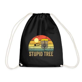 VINTAGE DISC GOLF STUPID TREE - Drawstring Bag - black - Front