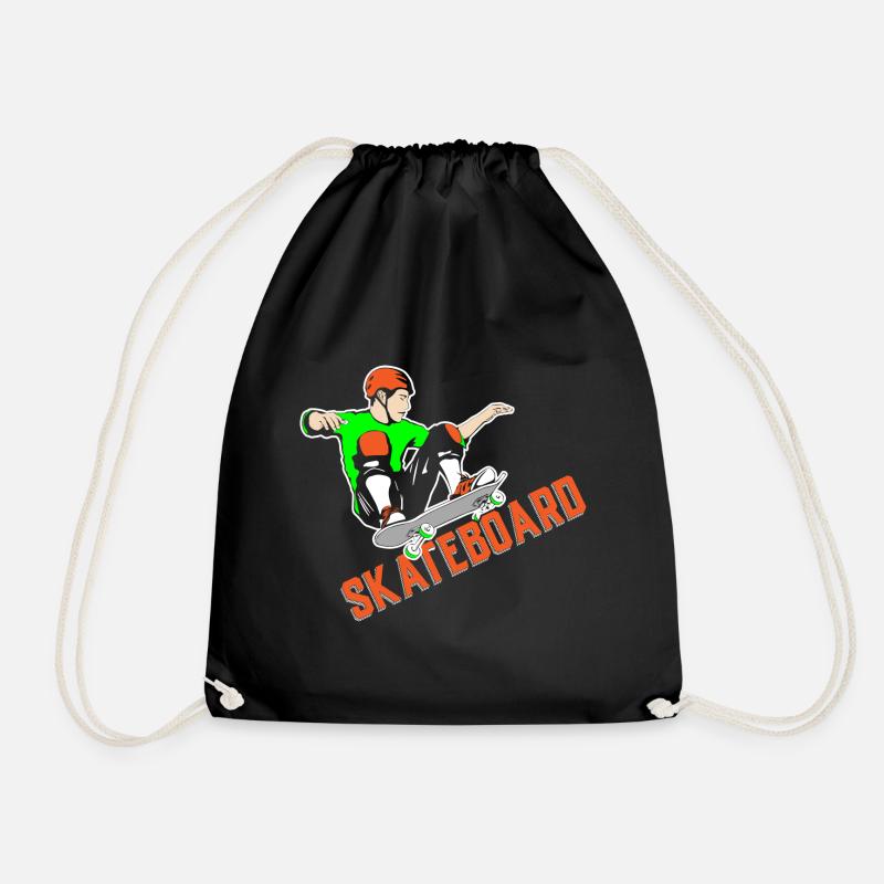 skateboard skateboarding skater skateboarder - Drawstring Bag - black