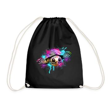 Turtle Graffiti Colorful - Drawstring Bag - black - Front