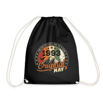 May 1993 Vintage Born In May 1993 Birthday - Drawstring Bag - black - Front