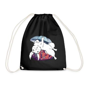 Bunny, Suitcase, Holiday Rodent, Travel Bunnies - Drawstring Bag - black - Front