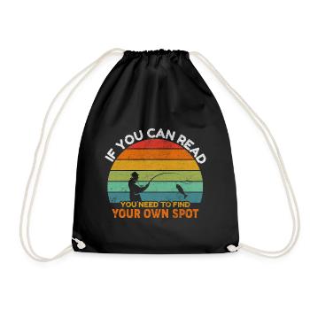 You need to find your own spot - Angler, Fischer - Drawstring Bag - black - Front