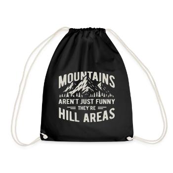 Mountains are hill areas - hilarious pun - Turnbeutel - Schwarz - Vorne