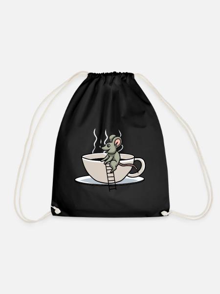 Guten Morgen Kaffee Koffein Maus Nager Frühstück - Turnbeutel - Schwarz