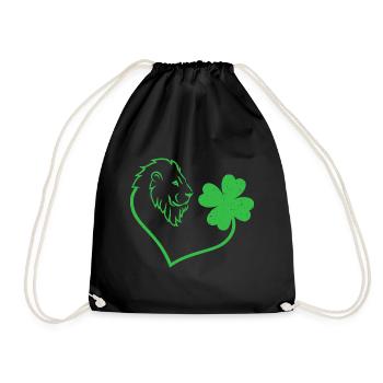 Lion Cloverleaf Lucky Charm Love - Drawstring Bag - black - Front