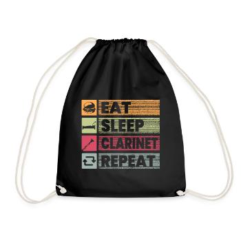 Eat Sleep Clarinet Repeat Funny Clarinet Player - Turnbeutel - Schwarz - Vorne