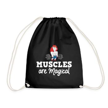 Einhorn Muskel Workout Fitness Training Sport - Turnbeutel - Schwarz - Vorne