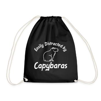 Easily distracted by Capybaras capybara - Drawstring Bag - black - Front