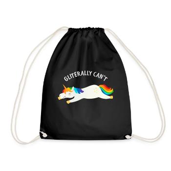 Gliterally Can’t - Licorne endormie et fatiguée - Sac de sport léger - noir - Devant