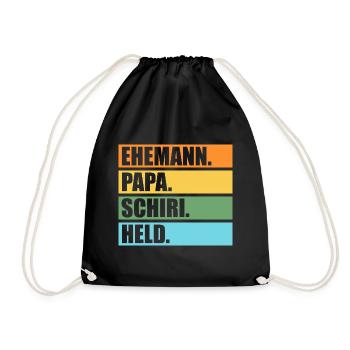 Schiri Unparteiischer Vater Papa Fußball Schiedsri - Turnbeutel - Schwarz - Vorne