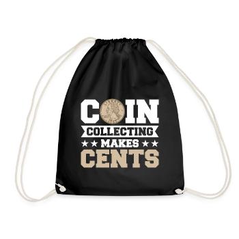 Coin Collector Numismatics Coin Collecting Coin Collection - Drawstring Bag - black - Front