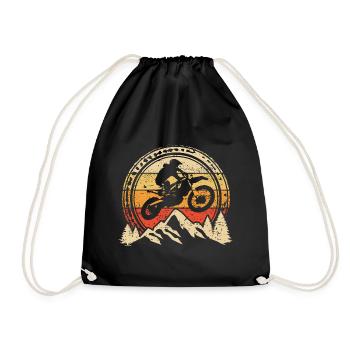 Motocross Retro Dirt Bike Rider Supercross Biker - Drawstring Bag - black - Front