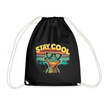 Lézard rétro avec lunettes de soleil - Sac de sport léger - noir - Devant
