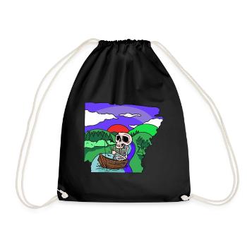 Angler, Skeleton Fishing, Fishing, Hobby, Fishing, Nature - Drawstring Bag - black - Front