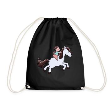 Pony Rider Girl Riding Ross Pony Farm Child - Drawstring Bag - black - Front