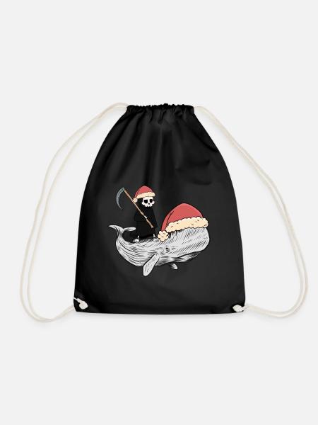 Whale Whale Death Fantasy Dark Ocean Fish Fish - Drawstring Bag - black